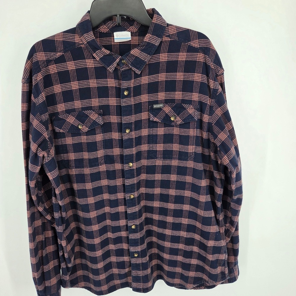 Columbia Mens Plaid Flannel Button Up Shirt Long Sleeve Outdoor Casual - Picture 2 of 6